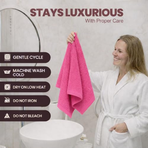 The Holy South Fingertip Hand Towel | Absorbent |11x18 | Terry Velour Premium Washcloths, for Bathroom use, 100% Cotton, Face Towels, fingertip Towels, Soft, Guest Towels (Pack of 4) (4, Hot Pink) by The Holy South - Image 6
