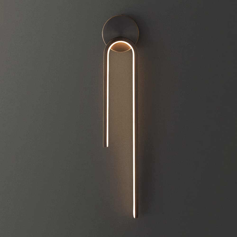 SMCCYYSD Wall Lamp, Modern Light Luxury Mount Lamp H65 Full Copper Sconce Lighting Led 18W Lights Fixture, Three-Color Adjustable Bedroom Living Room Corr,Black Rubbed Gold