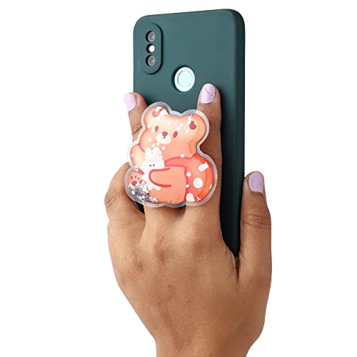 Image of Cute Anime Mobile Holder Grip Stand for Phones Selfie Holder for Smartphones, Designed for Kids and Teens. [ Gel Inside ]-(Model - Orange Bear)