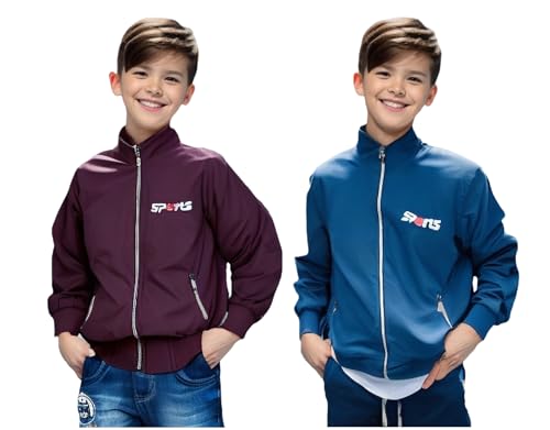 Image of HRKK Kids Windcheaters Solid Polyester Blend Jackets for Boys and Girls |