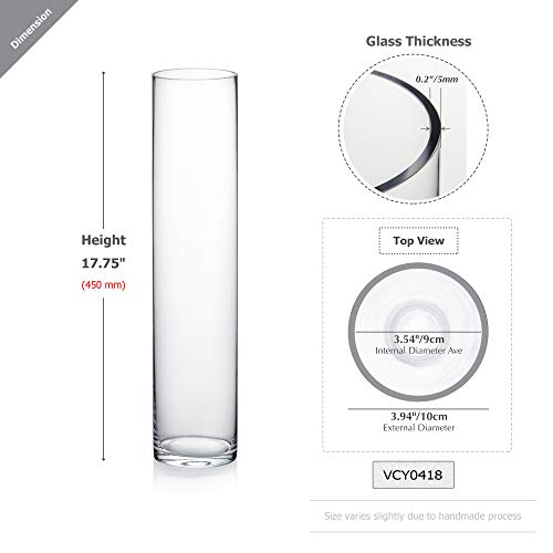 Wgvi Cylinder Vase Bulk, 4" W X 18" H, Floral Container, Glass Candle Holder Centerpiece Planter Terrarium For Wedding Party Event, Home Office Decor, Clear, 12 Pieces #TOP1