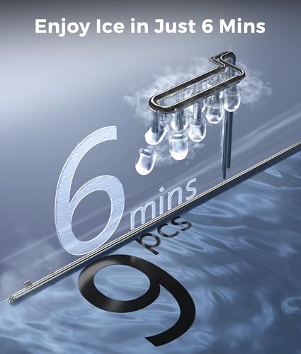 ecozy Ice Maker Countertop, 9 Cubes Ready in 6 Mins, 26 lbs per Day, Portable Ice Machine with Self-Cleaning, 2 Ice Sizes for Home, Kitchen, Camping, Office, RV, Cup Included, Black - Thumbnail 2