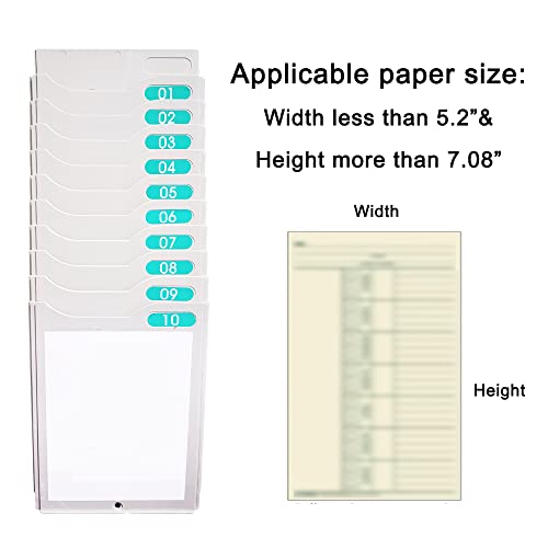 Jmiuhacou Expandable Time Card Rack, 10-Pocket Card Holder,Holds 5.2" Cards, Durable Plastic,Gray,Includes Self-Adhesive Number Labels #TOP2
