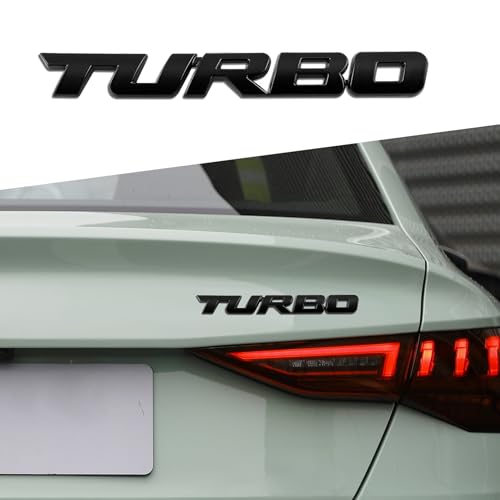 Image of ASUBHA 3D Metal Turbo Car Emblem, Zinc Alloy Universal Car Sticker, Black, Exterior, Front Grille, Trunk, Body, Engine Cover, Interior, Motorcycle, Scooter, Laptop, Tablet, Easy to Install