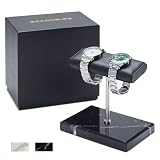 GDAOHELRS Men's Premium Handcrafted Watch Display Stand,Watch Stand,Watch Organizer,Watch Holder,Bracelet Display Stand,Natural Marble Base with Leather Surface (black)