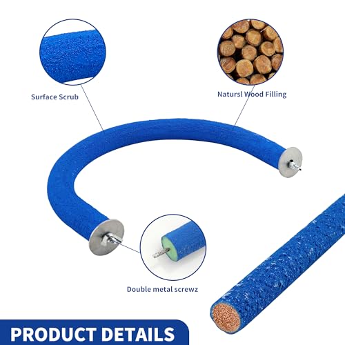 Image of 2 Pcs U Shape Parrot Perch, Rough-Surfaced Sands Parrot Perch, Blue Large Bird Perches for Parrots Cage