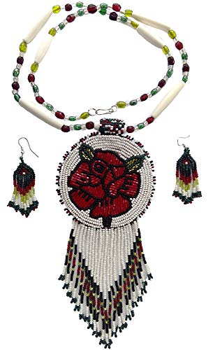 Collar y pendientes nativos con roseta grande para mujer 2
