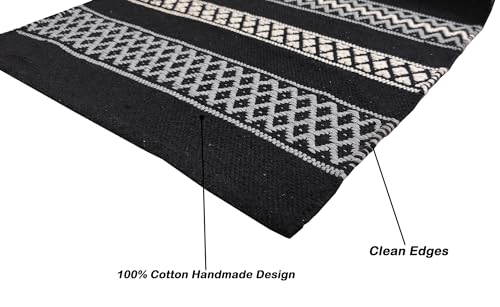 Image of 2x5 ft Cotton Runner Rug - Washable Carpet for Hallway, Kitchen & Balcony with Minimalist Vibe