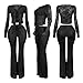 Sezhgswd Women's Sexy Lace 2 Piece Set Tie Front Ruffle Mesh Crop Top Skinny Flare Pants Sets Going Out Club Outfits
