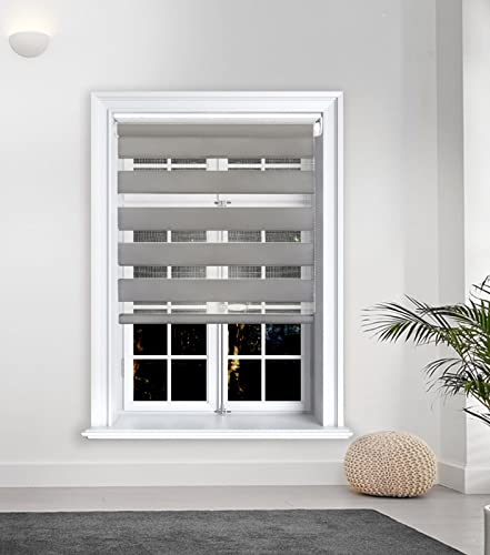 Premium Quality Zebra Blind Day & Night Blind Blackout Roller Blinds fashionable, Dark Grey 60 x 165 cm