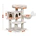 FEANDREA Cat Tree, Cat Tower with XXL Plush Perch, Basket Lounger Cat Condo with Adjustable Units, Cat Toys, Extra Thick Posts Completely Wrapped in Sisal, Beige UPCT01M