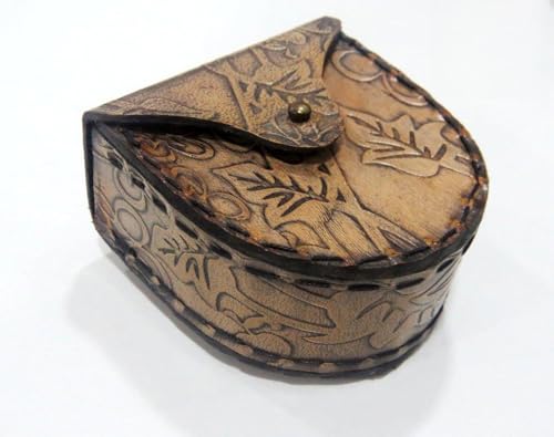 Estuche Vintage de Cuero Grabado con Cierre Magnético para Brújula (Estuche Hoja) NauticalMart miniatura 1