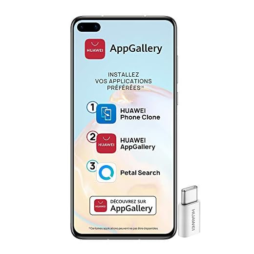 Huawei P40 Smartphone débloqué 5G (6,1 pouces - 8/128go - Double Nano SIM EMUI 10.1 & AppGallery) Argent + 52VA Adapter - Type C Plug [Version Française]