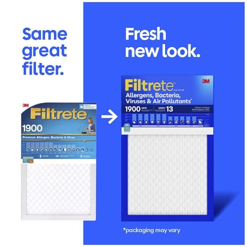Image of Filtrete 14x30x1 Air Filter, MERV 13 MPR 1900, Allergens, Bacteria, Viruses & Air Pollutants, 3-Month AC /Furnace Filters, Cleaner Air Reliable Airflow, 6 HVAC Filters(Act Size 13.81x29.81x0.78 in)