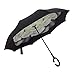 Double Layer Inverted Umbrella, silkclo Windproof Protection Cars Reverse Umbrella and Self Standing with C-shaped Handle Travel Umbrella with Carrying Bag
