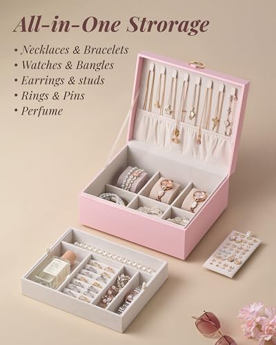 Joyero con asa de anillo pickpiff rosa para evitar enredos de collares 6