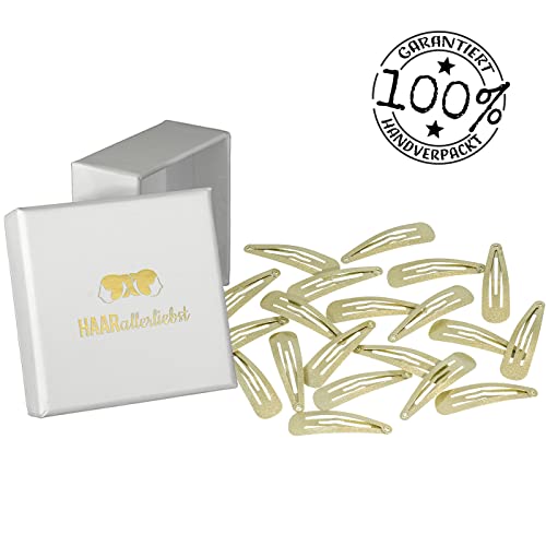 20 Hair Clips Hair Clips Hair Gold Shimmer 4,9 cm in White Box of Love, Gold Shimmer (20 Pieces), 1 count (Pack of 20) - Image 3