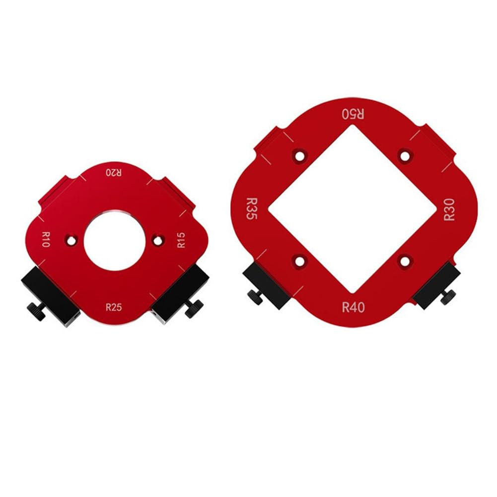 Turodeuo 2PCS Woodworking Router Templates R10-R50 Radius Jig 4-in-1 Arc Angle Positioning Template, Corner Radius