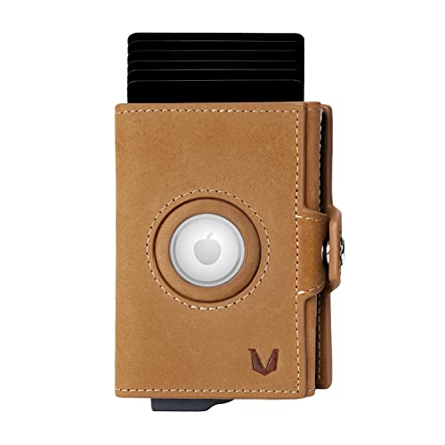 MAGATI Slim Wallet MITA - Kreditkartenetui mit AirTag Case, Münzfach, Geldscheinfach - Geldbörse, Geldbeutel aus Leder, Aluminium mit RFID-Schutz - bis 12 Karten, Vintage, ohne Fundservice Cover