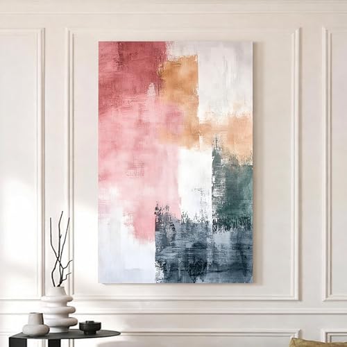 Image of Modern Abstract Stretched Canvas Painting For Living Room | Multicolor Atmospheric Stretched Canvas Wall Art For Livingroom Home Decor, Bedroom, Hallway's, Office, Hotel - 56x86 cm