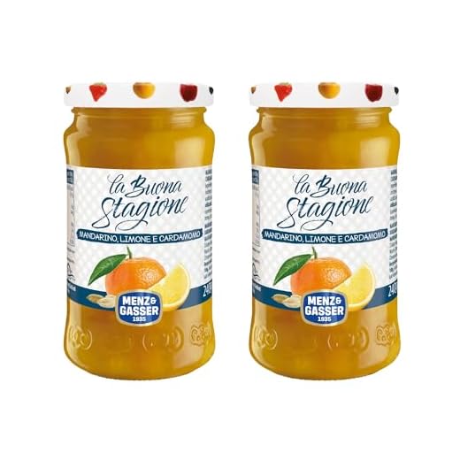 Menz&Gasser, Marmellata di Mandarino, Limone e Cardamomo, La Buona Stagione, Lavorata con Passione in Trentino-Südtirol, Naturalmente Senza Glutine, Vegan, 2 x 240 g