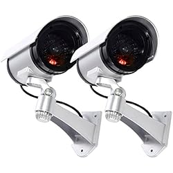 Cámaras De Vigilancia Falsas Con Movimiento tempo di saldi 2 cámaras de vigilancia Falsas para Exteriores, luz LED Intermitente infrarroja