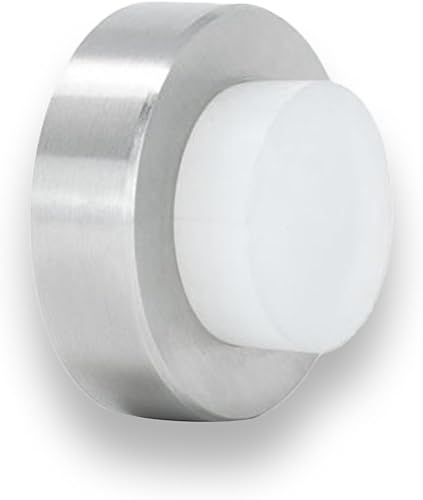 EVI  Tope de puerta montado en la pared  0.7 x 1.37 pulgadas  Caucho blanco de silicona natural  Instalación adhesiva o de tornillo  Acero