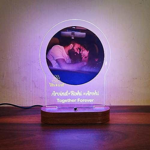 Image of Gifts N Craft 3D Illusion Acrylic Lamp | Multicolor, Wood, Acrylic | Gift for Valentine, Birthday, Marriage, Anniversary, Engagement, Husband Wife | 22x18cm