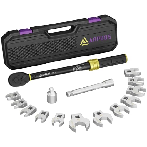 ANPUDS llave de torque llave de estrella de 3/8", 5-60Nm para bicicleta y motocicleta, juego de 15 piezas, tipo V, llave de horquilla, juego de llaves boca con barra de extensión de 125mm, adaptador