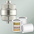 Cobbe HD HEAVY DUTY High Output 99% REMOVAL Shower Filter for Hard Water + 3 Replaceable Filter Cartridges Remove Chlorine and Harmful Substances (Brushed Nickel)