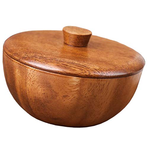 Hemoton Japanese Style Solid Wood Bowl With Lids Children Kids Baby Serving Tableware For Salad Rice Miso Soup Fruits Kitchen Prep Bowl Candy Dishes Nut Bowls Condiment Containers #TOP18