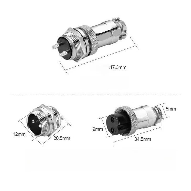 Cable divisor GX12 conector aviación 10cm 5 pines miniatura 4