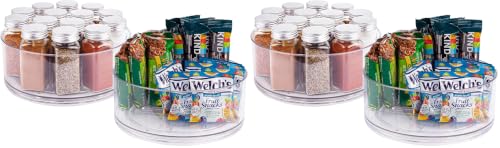 Image of Oizeir Lazy Susan Turntable (4-Pack) - Clear Acrylic, Rotates 360 Degrees, Easily Organize Your Fridge, Cabinet or Counter - Carousel Storage for Food, Spices, Cosmetics