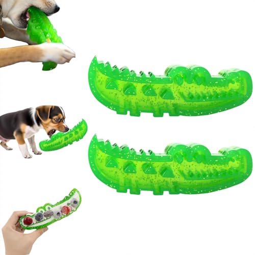 Lot de 2 crocodiles à alimentation lente à mâcher et rapporter pour chien, jouet à mâcher pour chiens de petite, moyenne et grande taille, distributeur de puzzle interactif pour casse-croûte et jeu