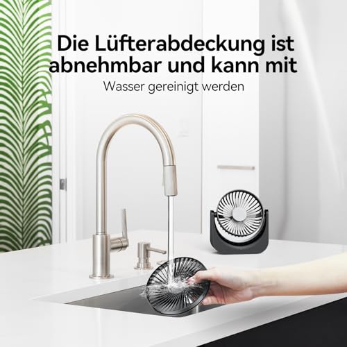 VOXON USB Tischventilator, Mini Ventilator mit 5 Geschwindigkeiten, Ventilator Leise, Usb Fan Klein mit 1,5M Langem Kabel, Tragbarer Usb Lüfter für Desktop Büro Zuhause Schlafzimmer, KEINE BATTERIE 5