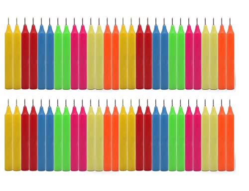 Image of AuraDecor Pack of 56 Stick Candles || Especially Meant for Healing, Chakras, Ritual Candles, Decoration, Lighting, Home Decor || Burning Time 3 to 4 Hours Each (Multicolor)