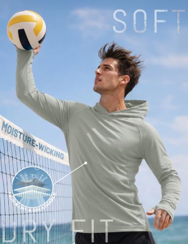 Image of KEFITEVD Men's Sun Hoodie Long Sleeve Fishing UPF 50+ SPF Quick Dry Shirts
