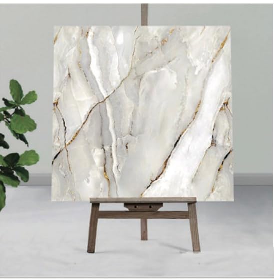 Image of INFINITY DECOR Light Grey & Golden Marble UV Wall Panels | 60x60 cm Self Adhesive Waterproof 3D Wall Tiles | Peel & Stick Decorative Marble Look Sheets for Home, Kitchen & Office - Pack of 10