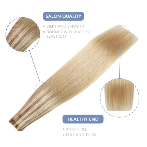 Image of COOKAYU Invisible Tape in Hair, Gold Brown to Caramel Blonde 20pcs /pack 18Inch 40g Seamless Tape in Extensions Real Human Hair Injected Invisi Edge Extensions