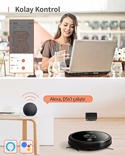 Ultenic D5s Pro Robot Vacuum Cleaner with Mop, 3000Pa Suction, Ultra Carpet Boost Technology, Wi-Fi/Alexa/App Control, Self-Charging Robotic Vacuum for Pet Hair Hard Floor Carpet - Image 5