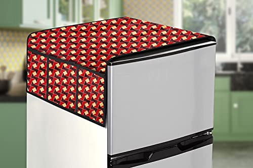 Image of Stylista Refridgerator top Cover Suitable for Samsung ‎RT28C3742S8 /HL, 236 Liter Fridge, Dimension (WXD) 65x111 CM, Frieze Pattern Brown