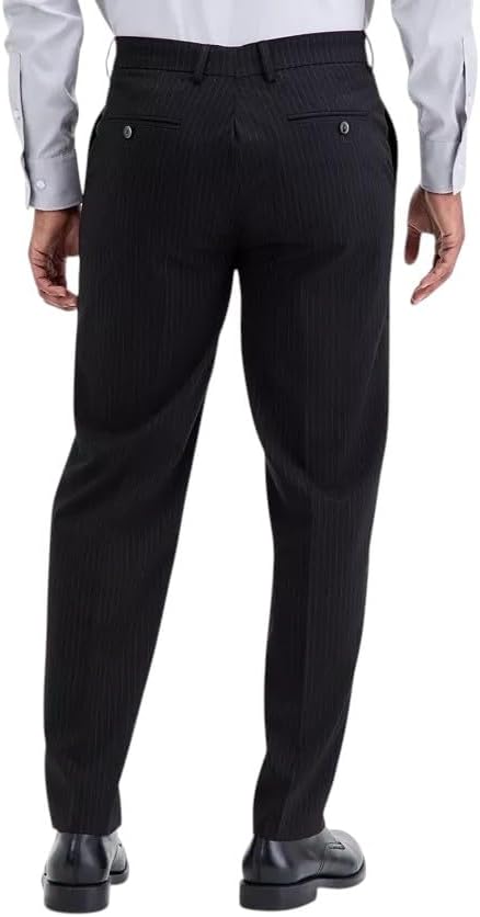 Nautica Mens Modern fit 2 Piece Suit 46 L / 41 Waist Black Striped Stretch