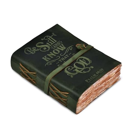 LEATHER VILLAGE Vintage Leather Journal with Psalm 46:10 Bible Verse–13''x8'' Embossed Prayer Study Journal for Women & Men – 200 Pages Handmade Cotton Deckle Edge Watercolor Paper - Green