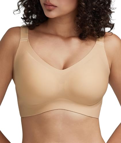 Image of Women's Minimizer Bra No Underwire Full Coverage Wireless Jelly Bra Plus Size Seamless T-Shirt Bra