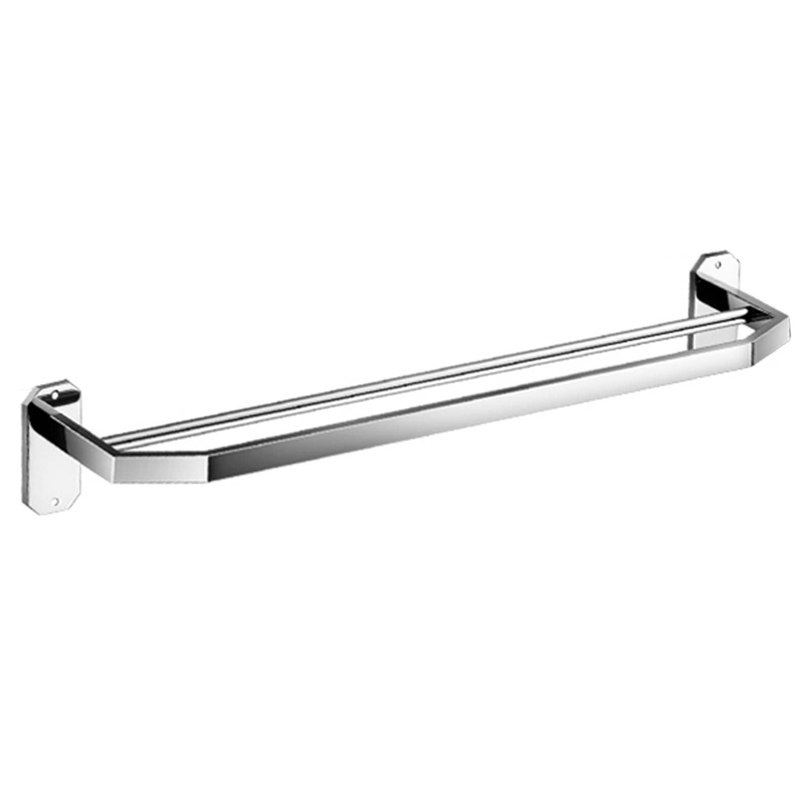Rails de serviette en acier inoxydable double argent 50cm pour une salle de bain moderne chic