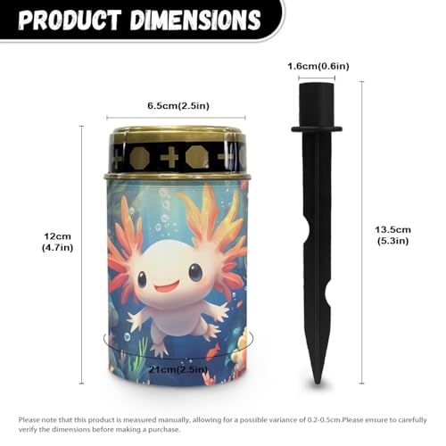 Image of Axolotl Print Solar Garden Stake Lights Grave Lamp for Outdoor Cemetery Waterproof Dustproof Flameless Automatic Solar Light