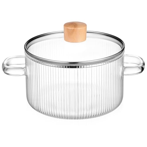 Casserole transparente en verre et finitions bois design moderne - 2