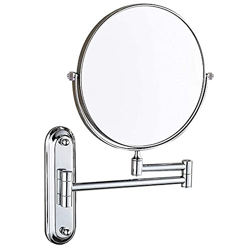 Miroir de rasage mural double face chrome miroir loupe 3x orientable