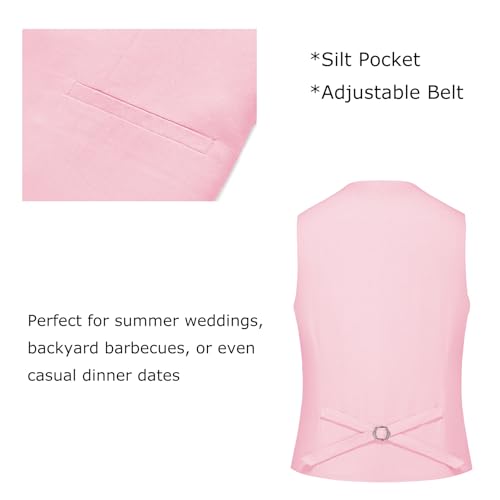 UNINUKOO Men's Linen Suit 2 Piece Vest and Shorts Suits for Men Summer Beach Weddings Set Dress Casual Party Tuxedo Suit Set4