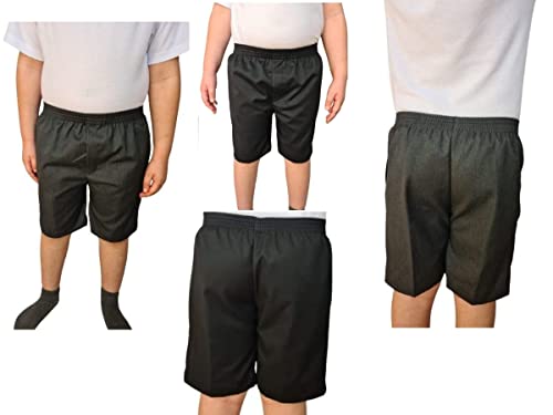 L S U Pantalones cortos de verano para niños con ajuste resistente, elásticos, color negro y gris, gris, 15-16 años grande